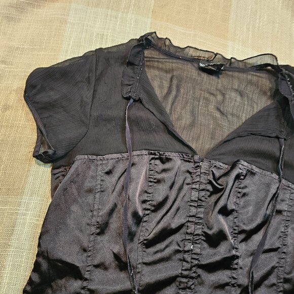 y2k Goth Emo McBling Western Girly Femi Fairy Wet Seal Black Sheer Blouse - Picture 8 of 11